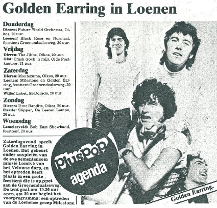 Golden Earring concert announcement August 04 1984 Loenen concert